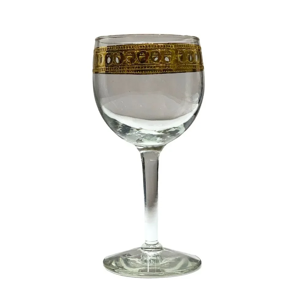 Vintage Culver Gold Wine Glasses Set of 4 MCM Stemmed Cordial Goblets